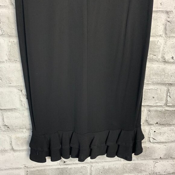 Vintage Saks Fifth Avenue Collection Black Jersey Knit Ruffle Knee Length Skirt - Picture 6 of 12